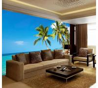 Tzxztt Sun Ocean Beach Coconut Trees Natural Scenery Modern 3D Wallpaper Premium Textured Silk Neutral Tones Material Ideal for Living Room Bedroom-300cm×210cm
