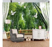 Tzxztt Three Dimensiona Balcony Green Forest Flying Birds Modern 3D Wallpaper Premium Textured Silk Neutral Tones Material Ideal for Living Room Bedroom-430cm×300cm
