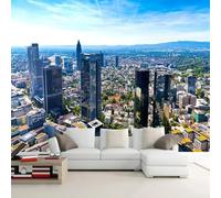 Tzxztt Three Dimensiona Blue Sky City Architecture Modern 3D Wallpaper Premium Textured Silk Neutral Tones Material Ideal for Living Room Bedroom-430cm×300cm