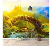 Tzxztt Three Dimensiona Castles Mountains Rivers Creativity Modern 3D Wallpaper Premium Textured Silk Neutral Tones Material Ideal for Living Room Bedroom-350cm×256cm
