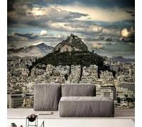 Tzxztt Three Dimensiona City Architecture Mountain Sky Modern 3D Wallpaper Premium Textured Silk Neutral Tones Material Ideal for Living Room Bedroom-200cm×140cm