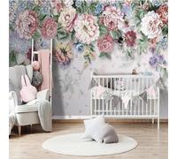 Tzxztt Three Dimensiona Colourful Floral Butterflies Art Modern 3D Wallpaper Premium Textured Silk Neutral Tones Material Ideal for Living Room Bedroom-150cm×105cm