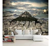 Tzxztt Three Dimensiona Sky Mountain Peaks Architecture Art Modern 3D Wallpaper Premium Textured Silk Neutral Tones Material Ideal for Living Room Bedroom-300cm×210cm