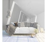 Tzxztt Three Dimensional Abstract Geometric Architecture Spatial Extension Modern 3D Wallpaper Premium Textured Silk Neutral Tones Material Ideal for Living Room Bedroom-350cm×256cm