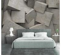 Tzxztt Three Dimensional Abstract Geometric Spatial Shapes Collage Modern 3D Wallpaper Premium Textured Silk Neutral Tones Material Ideal for Living Room Bedroom-200cm×140cm