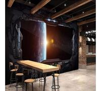 Tzxztt Three Dimensional Abstract Space Capsule Universe Planet Modern 3D Wallpaper Premium Textured Silk Neutral Tones Material Ideal for Living Room Bedroom-350cm×256cm