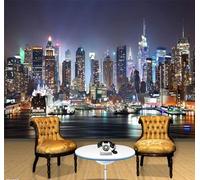 Tzxztt Three Dimensional Aesthetic City Architecture River Night View Modern 3D Wallpaper Premium Textured Silk Neutral Tones Material Ideal for Living Room Bedroom-400cm×280cm