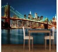 Tzxztt Three Dimensional Architecture Bridges Rivers Nightscape Modern 3D Wallpaper Premium Textured Silk Neutral Tones Material Ideal for Living Room Bedroom-400cm×280cm