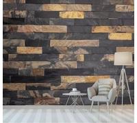 Tzxztt Three Dimensional Art Black Marble Effect Brick Wall Modern 3D Wallpaper Premium Textured Silk Neutral Tones Material Ideal for Living Room Bedroom-200cm×140cm