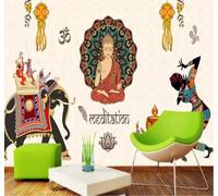Tzxztt Three Dimensional Art Indian Style Religion Buddha Yoga Modern 3D Wallpaper Premium Textured Silk Neutral Tones Material Ideal for Living Room Bedroom-400cm×280cm