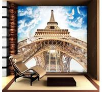 Tzxztt Three Dimensional Blue Sky White Clouds Birds in Flight Architecture Modern 3D Wallpaper Premium Textured Silk Neutral Tones Material Ideal for Living Room Bedroom-250cm×170cm