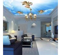 Tzxztt Three Dimensional Blue Sky White Clouds Sunshine Angel Modern 3D Wallpaper Premium Textured Silk Neutral Tones Material Ideal for Living Room Bedroom-350cm×256cm