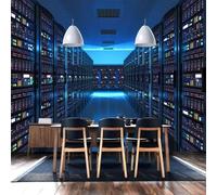 Tzxztt Three Dimensional Blue Technology Corridor Spatial Extension Modern 3D Wallpaper Premium Textured Silk Neutral Tones Material Ideal for Living Room Bedroom-400cm×280cm