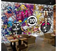 Tzxztt Three Dimensional Cartoon Street Graffiti Elements Modern 3D Wallpaper Premium Textured Silk Neutral Tones Material Ideal for Living Room Bedroom-150cm×105cm