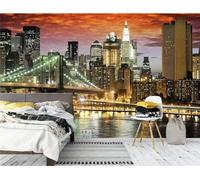 Tzxztt Three Dimensional City Architecture Rivers Bridges Modern 3D Wallpaper Premium Textured Silk Neutral Tones Material Ideal for Living Room Bedroom-200cm×140cm