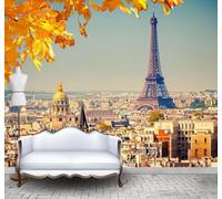 Tzxztt Three Dimensional City Architecture Tower Maple Leaves Space Modern 3D Wallpaper Premium Textured Silk Neutral Tones Material Ideal for Living Room Bedroom-200cm×140cm