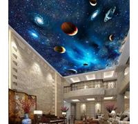 Tzxztt Three Dimensional Colourful Starry Sky Planets Stars Modern 3D Wallpaper Premium Textured Silk Neutral Tones Material Ideal for Living Room Bedroom-200cm×140cm