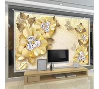 Tzxztt Three Dimensional Creative Golden Flowers Butterflies Modern 3D Wallpaper Premium Textured Silk Neutral Tones Material Ideal for Living Room Bedroom-250cm×170cm