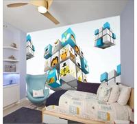 Tzxztt Three Dimensional Cube Cartoon Animal Avatar Modern 3D Wallpaper Premium Textured Silk Neutral Tones Material Ideal for Living Room Bedroom-200cm×140cm