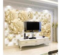 Tzxztt Three Dimensional Floral Pearl Butterfly Upholstered Modern 3D Wallpaper Premium Textured Silk Neutral Tones Material Ideal for Living Room Bedroom-430cm×300cm