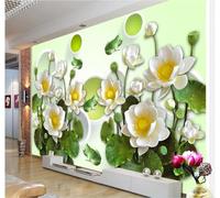 Tzxztt Three Dimensional Fresh Lotus Lotus Leaf Frog Modern 3D Wallpaper Premium Textured Silk Neutral Tones Material Ideal for Living Room Bedroom-250cm×170cm