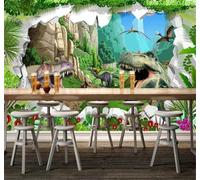 Tzxztt Three Dimensional Fresh Mountain Peaks Forest Dinosaurs Modern 3D Wallpaper Premium Textured Silk Neutral Tones Material Ideal for Living Room Bedroom-400cm×280cm