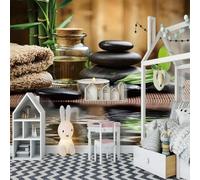 Tzxztt Three Dimensional Green Bamboo Stones Reflection Modern 3D Wallpaper Premium Textured Silk Neutral Tones Material Ideal for Living Room Bedroom-250cm×170cm