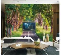 Tzxztt Three Dimensional Green Forest Path Spatial Extension Modern 3D Wallpaper Premium Textured Silk Neutral Tones Material Ideal for Living Room Bedroom-200cm×140cm
