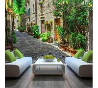 Tzxztt Three Dimensional Houses Architecture Paths Plants Modern 3D Wallpaper Premium Textured Silk Neutral Tones Material Ideal for Living Room Bedroom-300cm×210cm