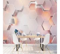 Tzxztt Three Dimensional Metallic Technological Geometric Pink Hexagonal Modern 3D Wallpaper Premium Textured Silk Neutral Tones Material Ideal for Living Room Bedroom-350cm×256cm