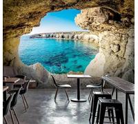 Tzxztt Three Dimensional Minimalist Cavern Blue Ocean Modern 3D Wallpaper Premium Textured Silk Neutral Tones Material Ideal for Living Room Bedroom-250cm×170cm