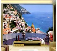 Tzxztt Three Dimensional Ocean Balcony Seaside Architecture Style Modern 3D Wallpaper Premium Textured Silk Neutral Tones Material Ideal for Living Room Bedroom-430cm×300cm