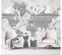 Tzxztt Three Dimensional Relief Abstract World Map Faux Marble Modern 3D Wallpaper Premium Textured Silk Neutral Tones Material Ideal for Living Room Bedroom-150cm×105cm