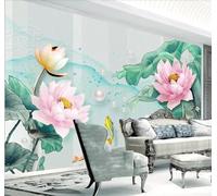 Tzxztt Three Dimensional Relief Lotus Fresh Lotus Leaves Modern 3D Wallpaper Premium Textured Silk Neutral Tones Material Ideal for Living Room Bedroom-430cm×300cm