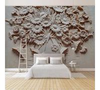 Tzxztt Three Dimensional Relief Vase Floral Art Modern 3D Wallpaper Premium Textured Silk Neutral Tones Material Ideal for Living Room Bedroom-430cm×300cm