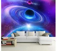Tzxztt Three Dimensional Space Planet Universe Stars Modern 3D Wallpaper Premium Textured Silk Neutral Tones Material Ideal for Living Room Bedroom-350cm×256cm
