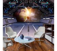 Tzxztt Three Dimensional Spacecraft Starry Sky Planet Universe Modern 3D Wallpaper Premium Textured Silk Neutral Tones Material Ideal for Living Room Bedroom-250cm×170cm