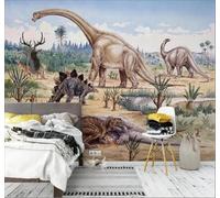 Tzxztt Three Dimensional Tropical Jungle Cartoon Dinosaurs Modern 3D Wallpaper Premium Textured Silk Neutral Tones Material Ideal for Living Room Bedroom-200cm×140cm