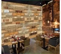 Tzxztt Three Dimensional Unique Art Wood Grain English Letters Modern 3D Wallpaper Premium Textured Silk Neutral Tones Material Ideal for Living Room Bedroom-350cm×256cm