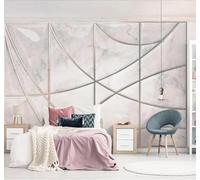 Tzxztt Three Dimensional White Faux Marble Texture Geometric Modern 3D Wallpaper Premium Textured Silk Neutral Tones Material Ideal for Living Room Bedroom-150cm×105cm