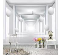 Tzxztt Three Dimensional White Spheres Corridor Spatial Extension Modern 3D Wallpaper Premium Textured Silk Neutral Tones Material Ideal for Living Room Bedroom-400cm×280cm