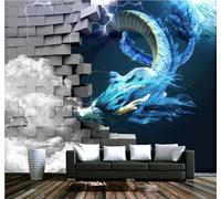 Tzxztt Underwater Fantasy Flying Dragon Breaking Through A Wall Cartoon Modern 3D Wallpaper Premium Textured Silk Neutral Tones Material Ideal for Living Room Bedroom-300cm×210cm