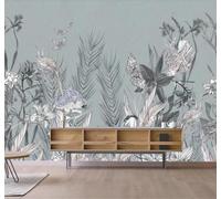 Tzxztt Unique Artistic Vintage Light Colours Tropical Plants Modern 3D Wallpaper Premium Textured Silk Neutral Tones Material Ideal for Living Room Bedroom-300cm×210cm