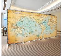 Tzxztt Vintage Art World Ocean Map Modern 3D Wallpaper Premium Textured Silk Neutral Tones Material Ideal for Living Room Bedroom-350cm×256cm