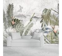Tzxztt Vintage Line Plant Leaf Dragonfly Butterfly Modern 3D Wallpaper Premium Textured Silk Neutral Tones Material Ideal for Living Room Bedroom-350cm×256cm