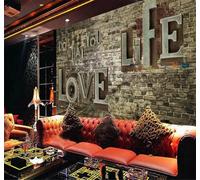 Tzxztt Vintage Nostalgic Embossed Art English Letters Modern 3D Wallpaper Premium Textured Silk Neutral Tones Material Ideal for Living Room Bedroom-300cm×210cm