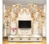 Tzxztt Vintage Roman Columns Arches Plants Faux Marble Modern 3D Wallpaper Premium Textured Silk Neutral Tones Material Ideal for Living Room Bedroom-250cm×170cm