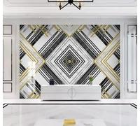 Tzxztt White Faux Marble Minimalist Geometric Lines Modern 3D Wallpaper Premium Textured Silk Neutral Tones Material Ideal for Living Room Bedroom-150cm×105cm