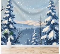 Tzxztt Winter Mountains Pine Trees Forest Falling Snowflakes Modern 3D Wallpaper Premium Textured Silk Neutral Tones Material Ideal for Living Room Bedroom-150cm×105cm
