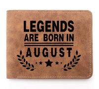TZYTHT Funny Birthday Gifts,Leather Wallet for Men,Engraved Personalized Leather Wallet,May Men Birthday Gift,Birthday Gift Ideas for Dad Grandpa Husband Son Uncle Coworkers, AUGUST, Birthday Gifts